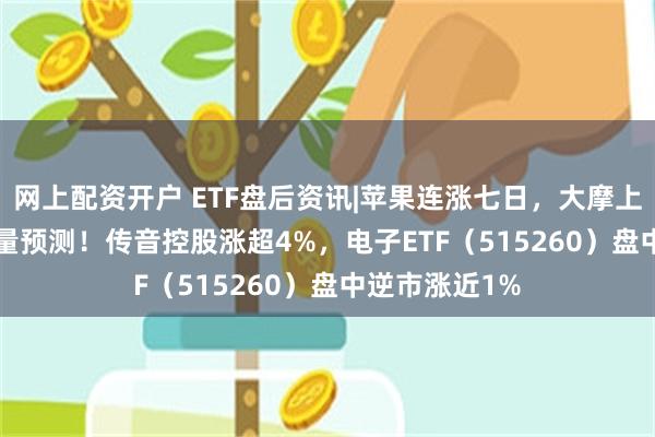 网上配资开户 ETF盘后资讯|苹果连涨七日，大摩上调iPhone销量预测！传音控股涨超4%，电子ETF（515260）盘中逆市涨近1%