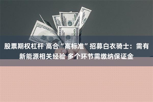 股票期权杠杆 高合“高标准”招募白衣骑士：需有新能源相关经验 多个环节需缴纳保证金