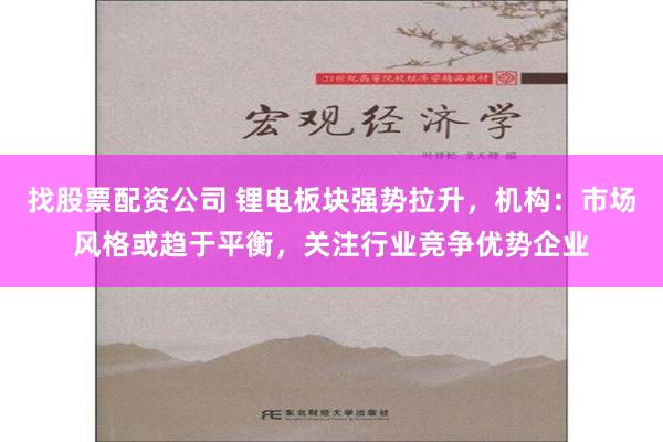 找股票配资公司 锂电板块强势拉升，机构：市场风格或趋于平衡，关注行业竞争优势企业